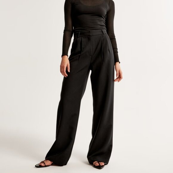 A&F Sloane Tailored Wide Leg Pant (Black, Size 27/4 Short) - Picture 1 of 12